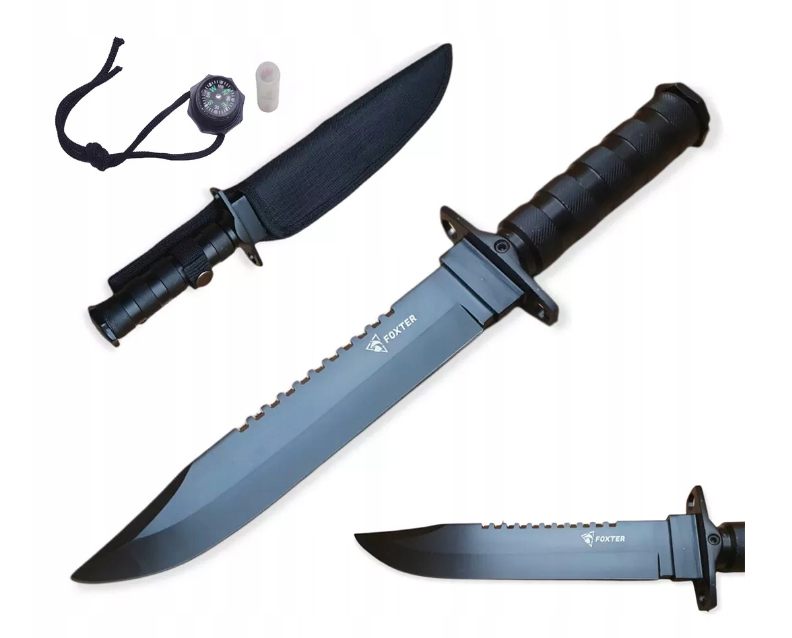 Pronett 1400 Taktický nůž FOXTER Survival 34,5 cm - černý