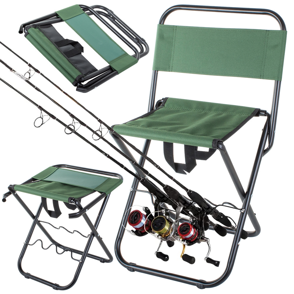 Verk 01679_Z Kempingová skládací židlička s držákem na rybářský prut, zelená