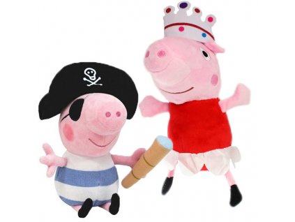 Prasátko Peppa plyšová sada Peppa Princezna a Tom Pirát 25cm