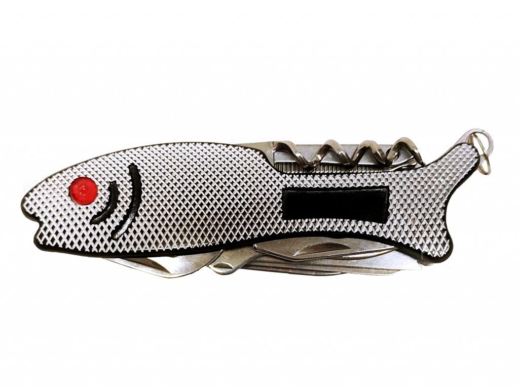 Multifukční skládací kapesní nožík ve tvaru rybky 10 cm