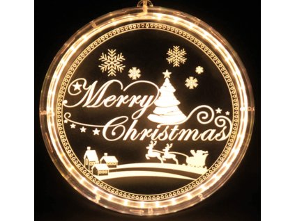 Svítící LED 3D dekorace Merry Christmas 16 cm - bílá teplá