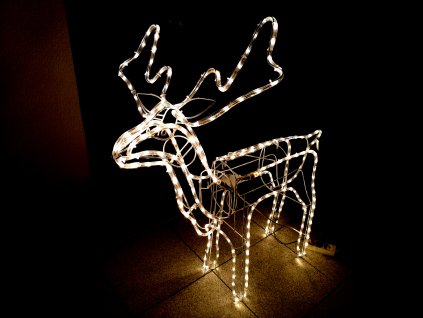 Vánoční dekorace svítící a pohyblivý sob 100 cm 250 LED - Bílá teplá