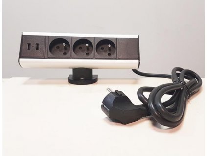 Zásuvková skříň s úchytem na kraj stolu, 3x zásuvky 230V, 2x5V USB, 1,8m nap.kabel ORNO AE 13101