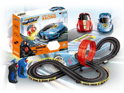 Autodráha Race 2 ks závodních aut v měřítku 1:43 a délkou 700 cm