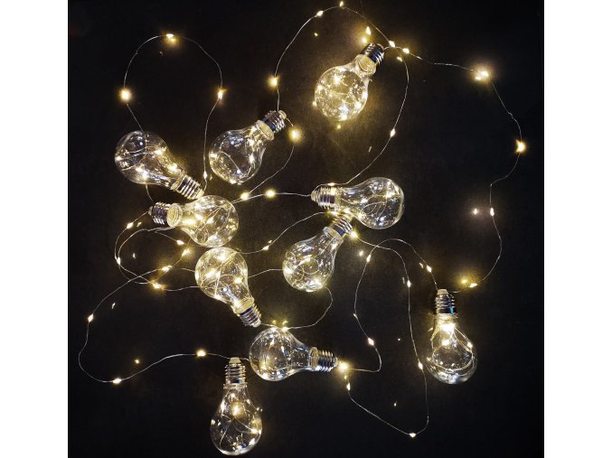 Vánoční venkovní osvětlení svítící žárovkový řetěz 6m - 120 LED - Bílá teplá