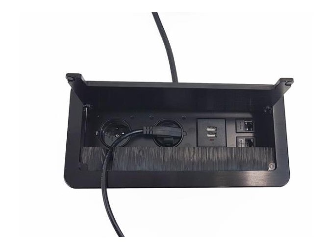 Vestavný, zásuvkový, vyklápěcí modul - 2x zásuvka 230V a 2x zásuvka USB, černý ORNO AE 13125 B černý