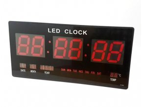 Velkoplošné, nástěnné, digitální hodiny, datum a teploměr (45,5cm x 22cm)