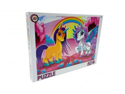 Dívčí puzzle 50 dílků - Jednorožci