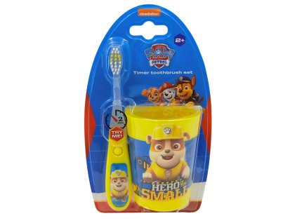 Dětský zubní kartáček s časovačem žlutý - Rubble