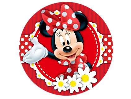 White Floral Round Red Cartoon Mouse Birthday Backdrop