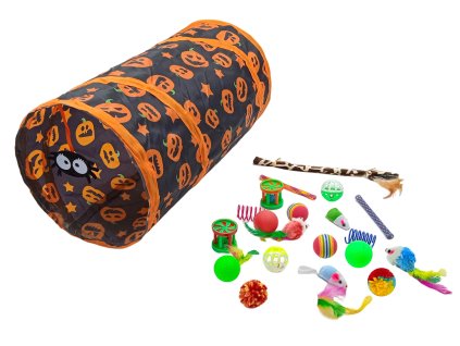 22dílná sada hraček pro kočky s tunelem - Halloween