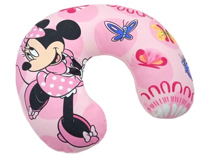 Cestovní polštář sv. růžový - Minnie mouse a motýlci