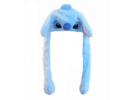 Plyšová čepice s pohyblivýma ušima - Světlý Stitch