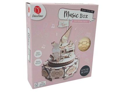 3D puzzle - Dřevěná hrací skříňka se zvukem – Zmrzlinový vůz