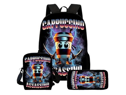 Školní sada 3ks - Batoh, penál, svač. taška - Cappuccino Assassino