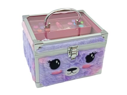 Plyšový kosmetický kufřík s make-upem - Fialový medvídek
