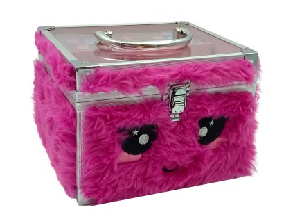 Plyšový kosmetický kufřík s make-upem - Tmavě růžové zvířátko