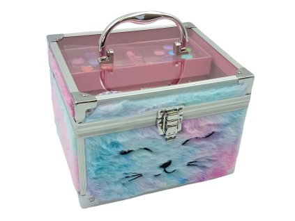 Plyšový kosmetický kufřík s make-upem - Duhová spící kočička