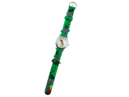 Dětské analogové hodinky zelené - Dinosaurus