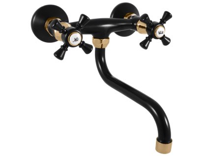 MORAVA RETRO - Umyvadlová/dřezová baterie, Černá matná/Zlatá MK301.5/21CMATZ, RAV Slezák (Barva Černá matná/Zlatá, Rozměr 100 mm)