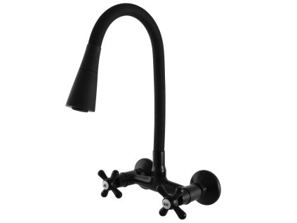 MORAVA RETRO - Umyvadlová/dřezová baterie s flexibilním ramínkem, Černá - matná MK102.0/13CMAT, RAV Slezák (Barva Černá - matná, Rozměr 100 mm)