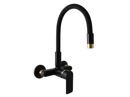 COLORADO - Dřezová baterie s flexibilním ramínkem, Černá matná/Zlatá CO102.5/10CMATZ, RAV Slezák (Barva Černá matná/Zlatá, Rozměr 100 mm)