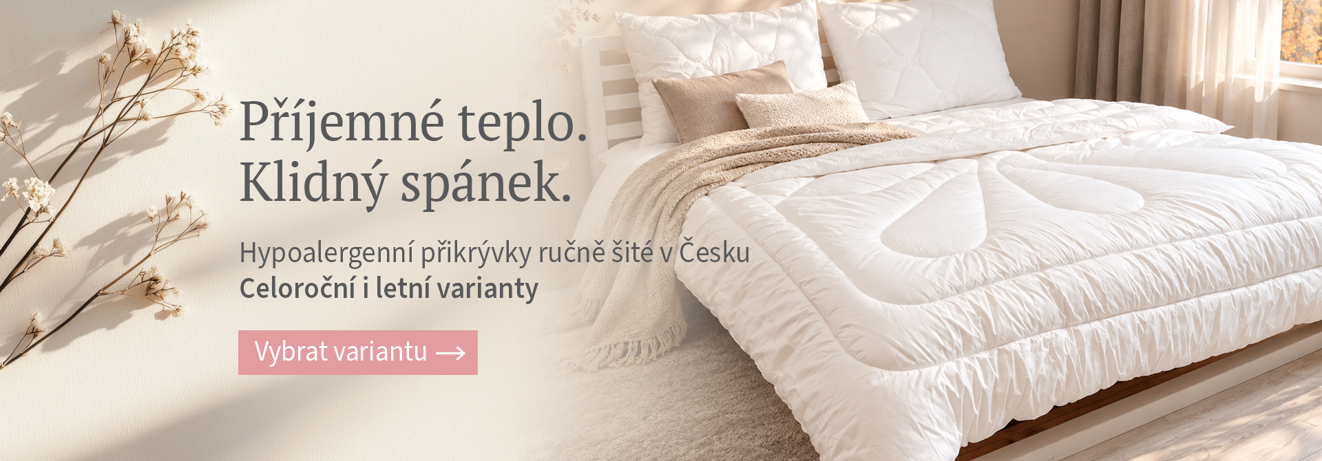 Přikrývka z dutého vlákna, ruční výroba, antialergenní materiál, vyrobeno v české republice slezská harmonia