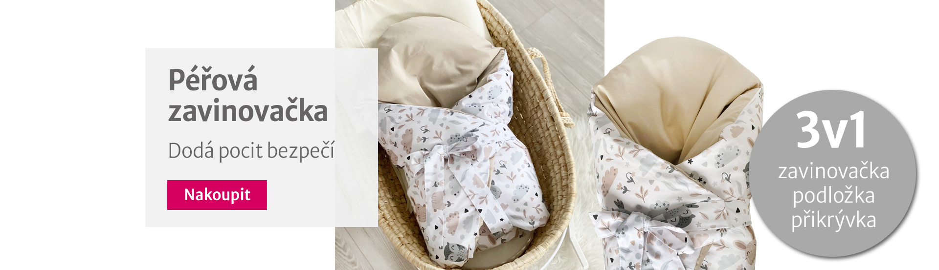 Péřová zavinovačka dodává miminku pocit bezpečí