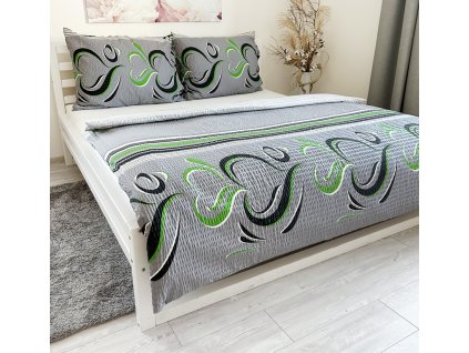 zelené-krepové-povlečení-140x220-šedá-barva-se-vzorem-valentýn-skladem-slezská-harmonia