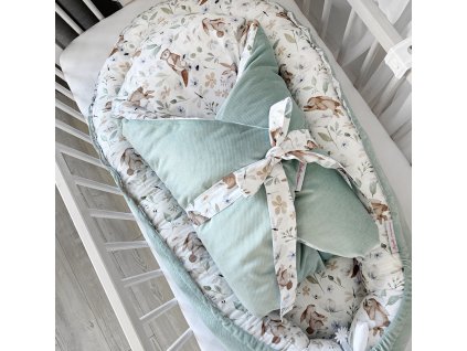 sada pro miminko do postylky barva eukalyptus jarni motiv se zajícem slezska harmonia