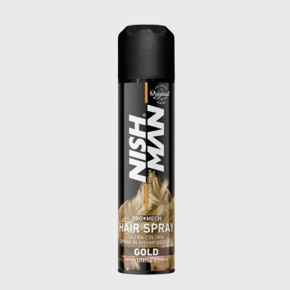 Barevný sprej na vlasy zlatý Nish Man Pro Mech Hair Spray Gold 150 ml