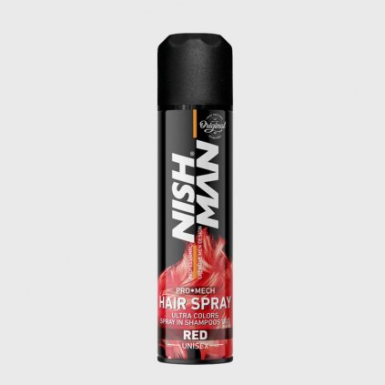 Barevný sprej na vlasy červený Nish Man Pro Mech Hair Spray Red 150 ml