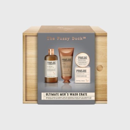 Baylis & Harding Pánská dárková sada péče o tělo v dřevěném boxu Bergamot, Konopí & Santalové dřevo, 4ks