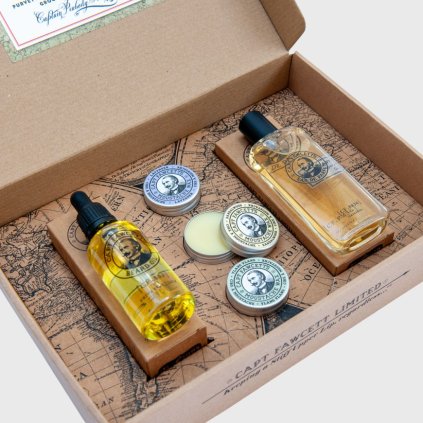 Captain Fawcett Parfum, Moustache Wax, Beard Oil Gift Set