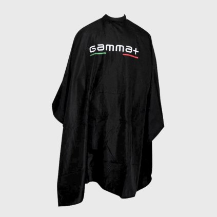 GAMMA+ SILICONE COLLAR CAPE BLACK holičská pláštěnka se silikonovým límcem černá