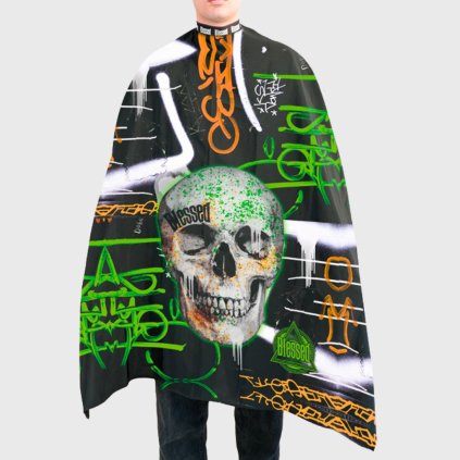Blessed Skull Barber Cape barber pláštěnka s neoprenovým límcem