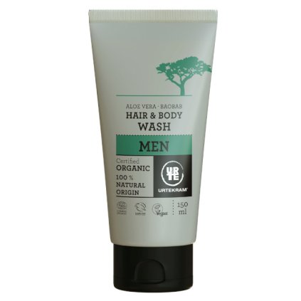 urtekram mens 2in1 baobab aloe shower gel shampoo 150 ml