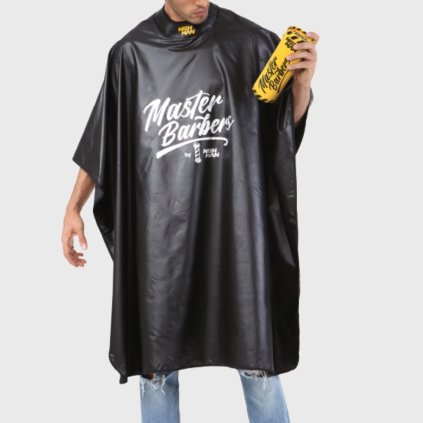 nishman master barbers cape black yellow rubber neck