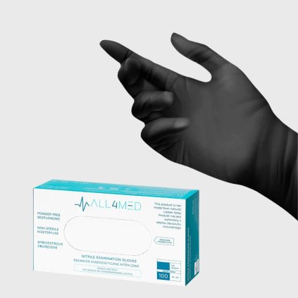 ALL4MED jednorazové nitrilové rukavice čierne, balenie 100 ks