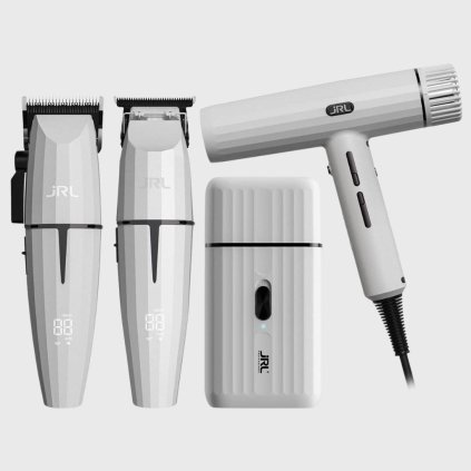 JRL Ghost Collection Kit #3 sada zastrihávača, kontúrovacieho strojčeka, holiaceho strojčeka a sušiča vlasov