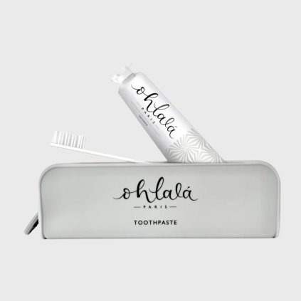 Ohlala Cestovná súprava na starostlivosť o zuby v taške Bieliaca mäta, 2ks