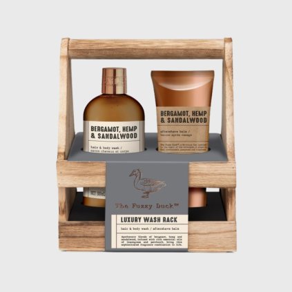 Pánska súprava Baylis & Harding v drevenom stojane Bergamot, konope a santalové drevo, 2ks