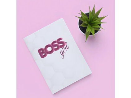stylovy biely zosit s riadkami boss girl