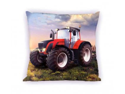 bavlnena obliecka na vankusik traktor cerveny 1