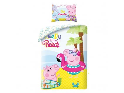 Detské obliečky Peppa Pig Pláž, 140x200 cm + textilný vak