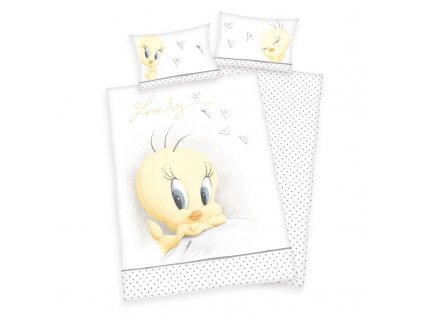 Obliečky do postieľky Looney Tunes Tweety BIObavlna FLANEL, 100/135, 40/60 cm