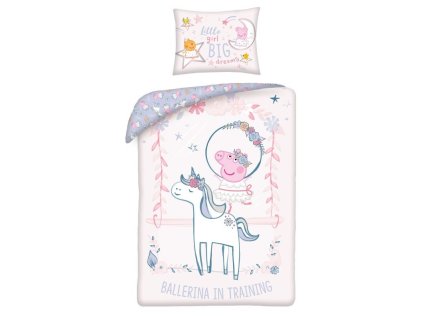 Obliečky do postieľky Peppa Pig Ballerina, 100/135, 40/60 cm + textilný vak