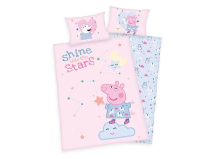 Obliečky do postieľky Peppa Pig Stars BIObavlna, 100/135, 40/60 cm