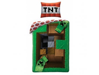 Detské obliečky Minecraft Creeper TNT 140/200, 70/90 cm