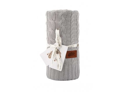 Pletená bavlnená deka do kočíka Vrkoč Sivá, 80/100 cm